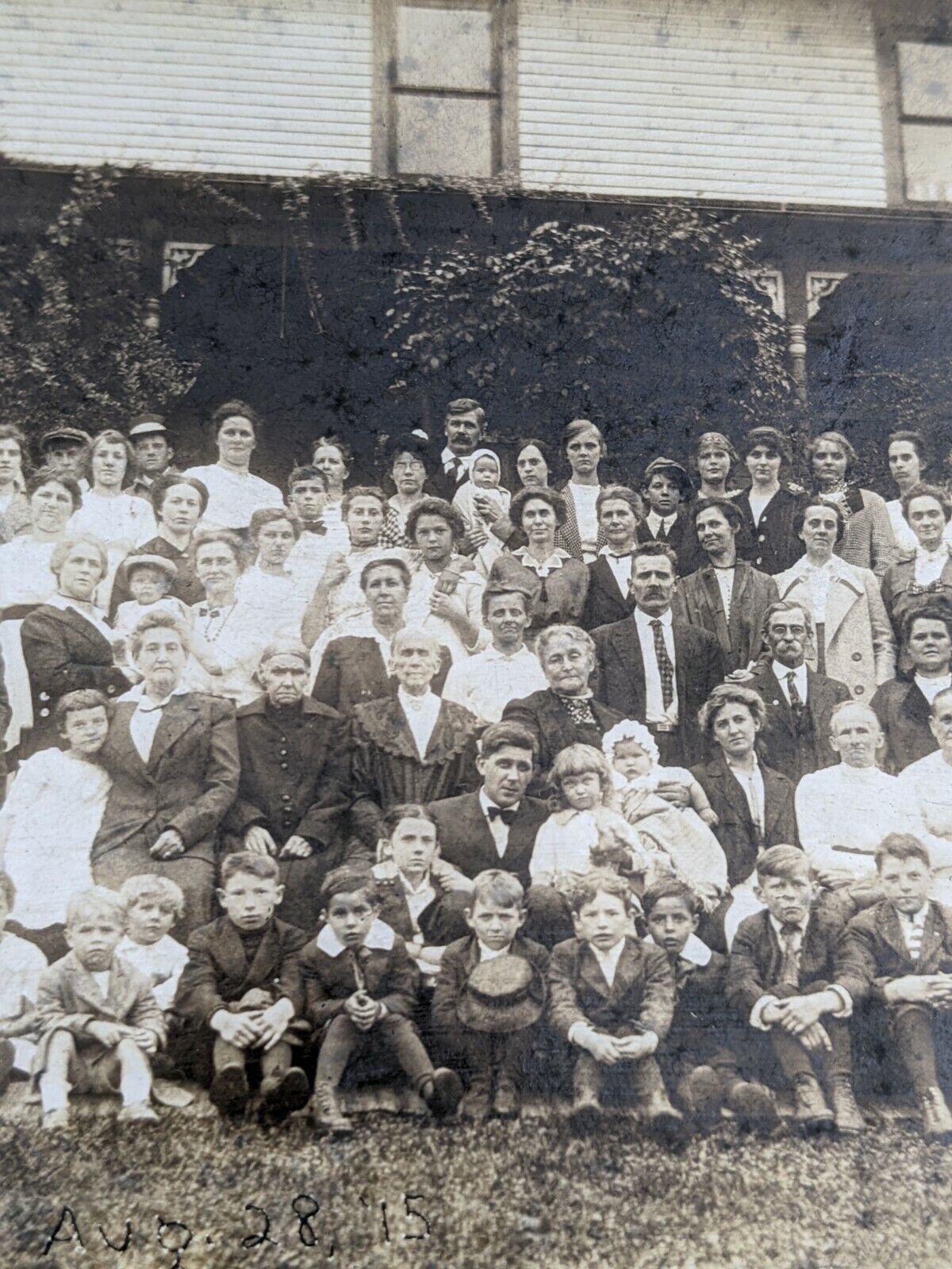 Vintage Photo Large Family Picture Outdoor Photograph Boys Girls Mens Womens