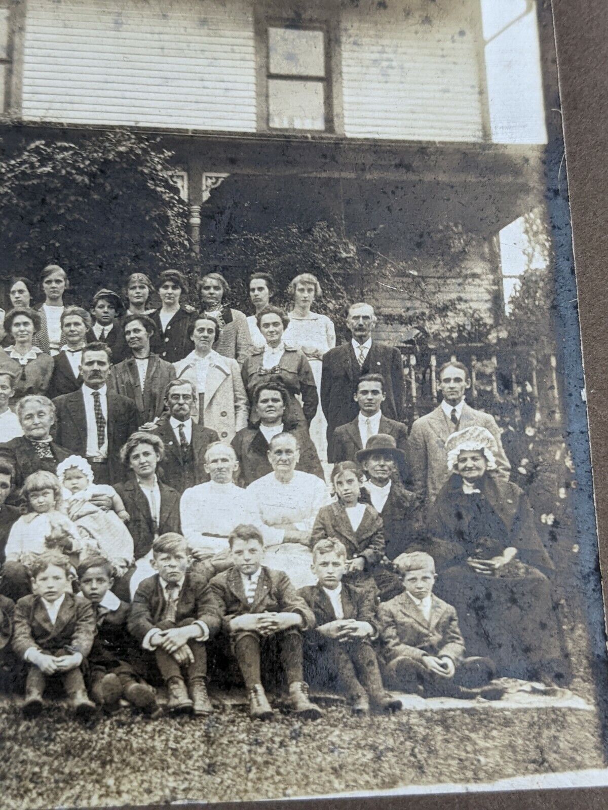 Vintage Photo Large Family Picture Outdoor Photograph Boys Girls Mens Womens