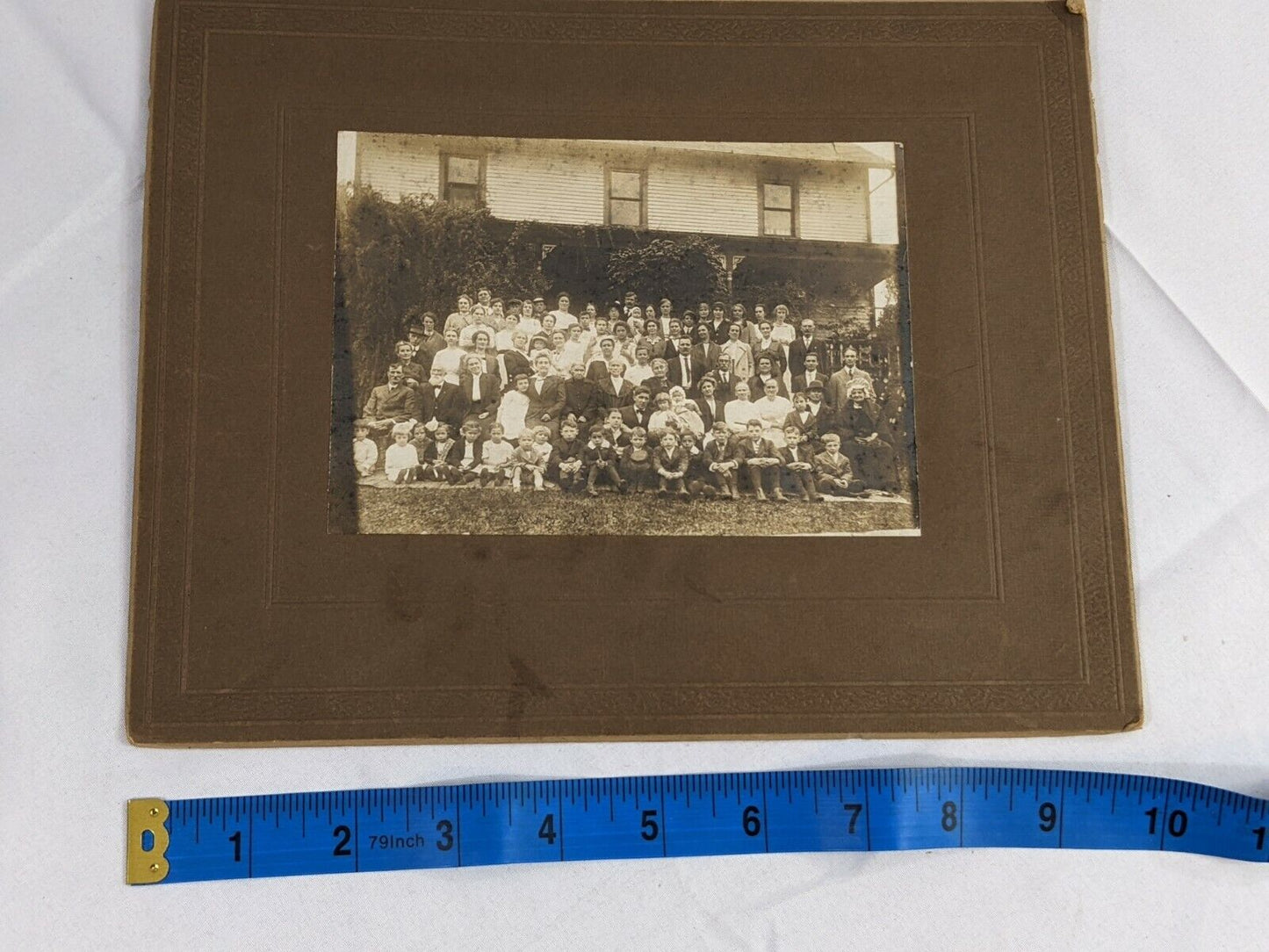 Vintage Photo Large Family Picture Outdoor Photograph Boys Girls Mens Womens