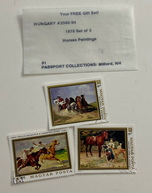 Hungary #2592-94 1979 Set of 3 Horses Paintings Collectible Postage Stamps
