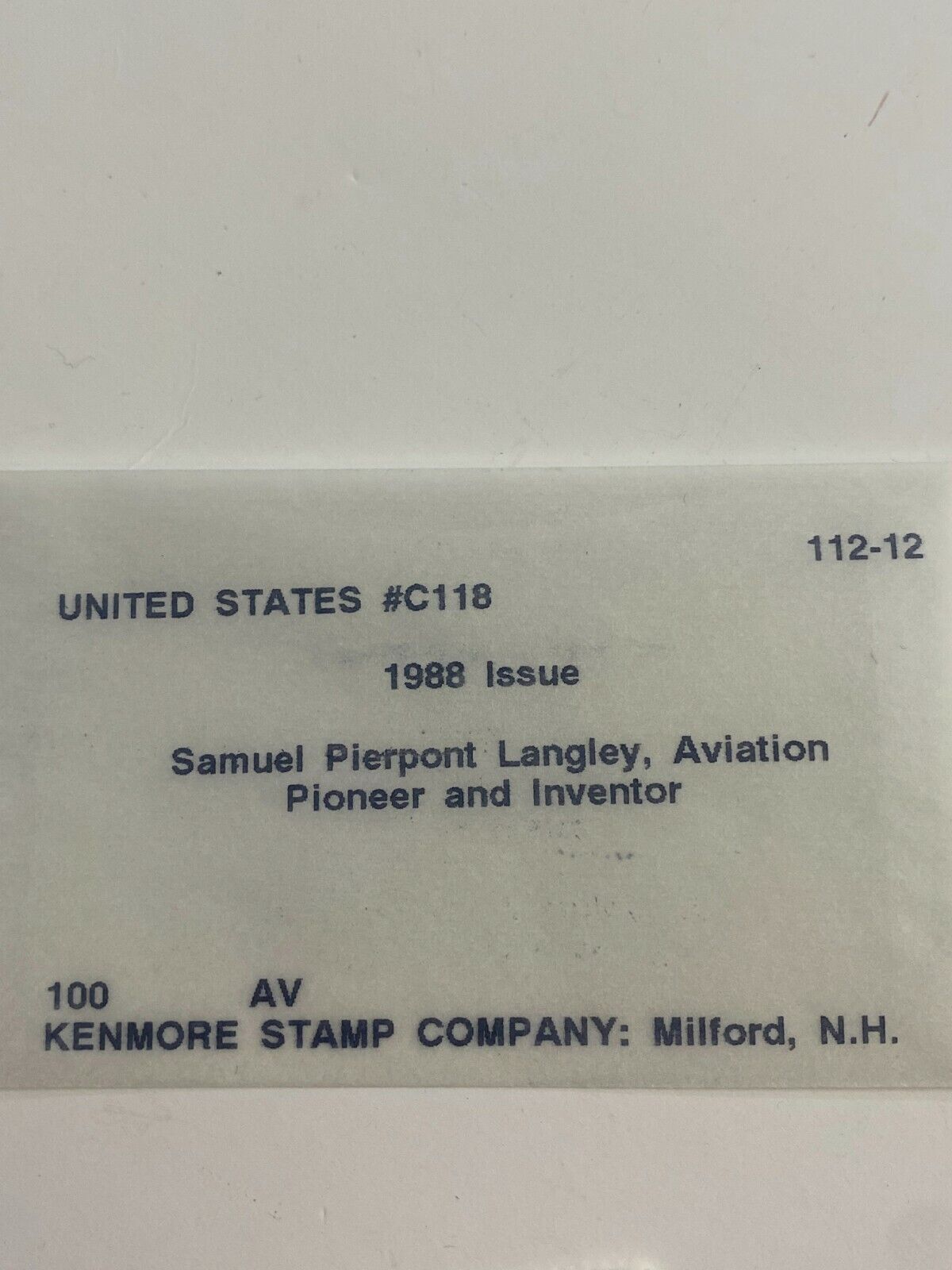 United States #C118 1988 Issue Samuel Pierpont Langley Postage Stamp Collectible