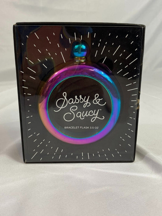 Sassy & Saucy 3.5 oz Rainbow Stainless Steel Bracelet Concealed Flask Food Safe