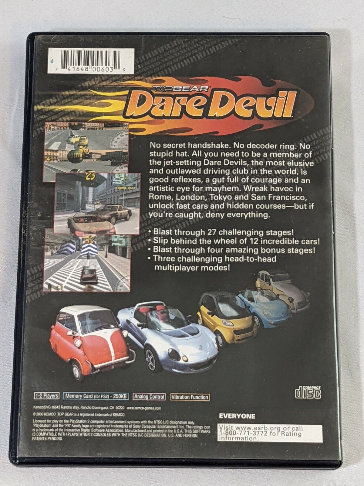 Playstation 2 PS2 Top Gear Dare Devil (2000) Car Racing Video Game by Kemco