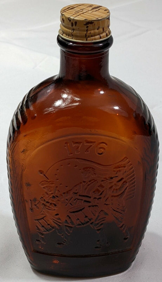 1776 Log Cabin Syrup Bicentennial Glass Bottle with Cap