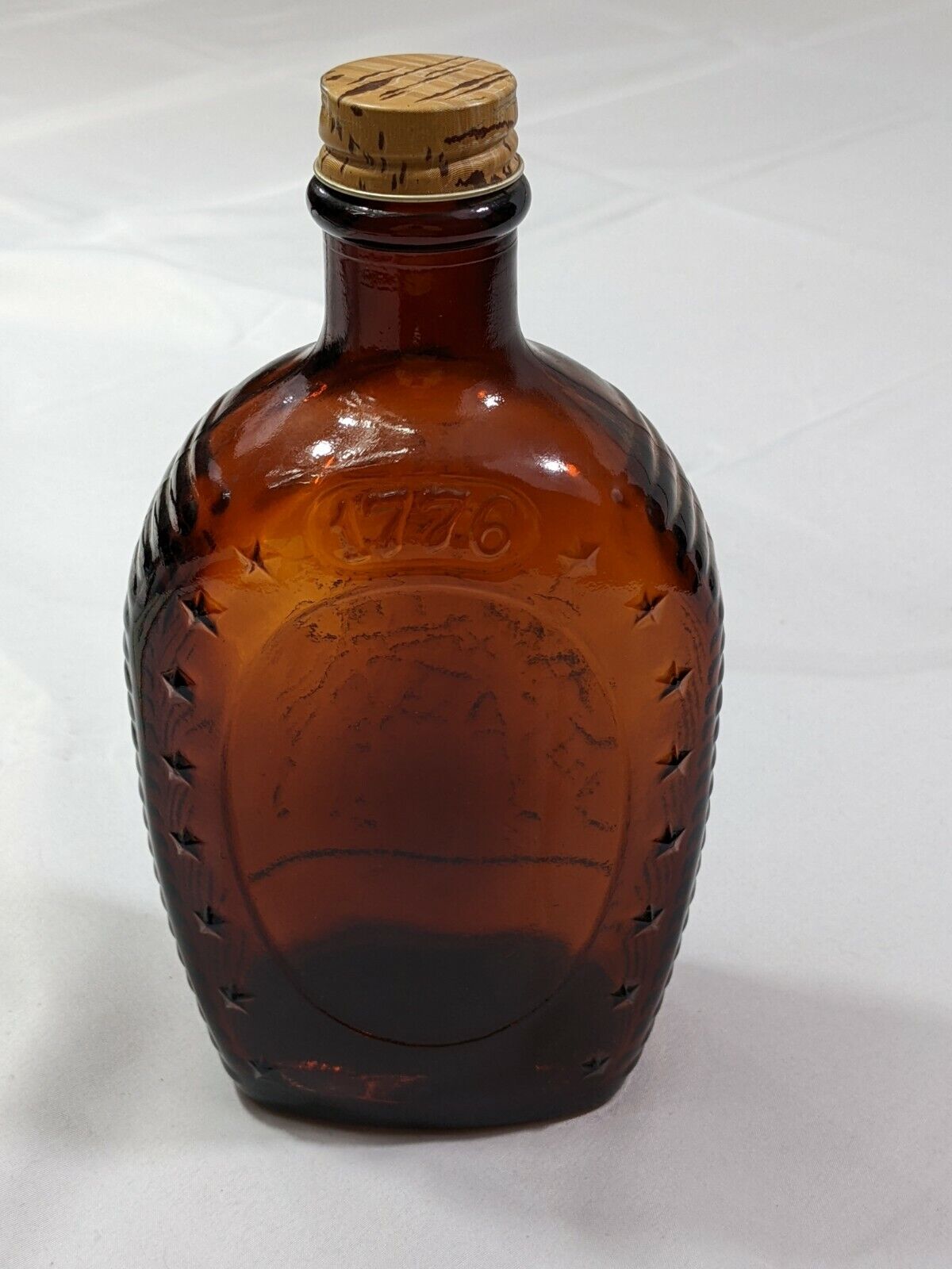 1776 Log Cabin Syrup Bicentennial Glass Bottle with Cap
