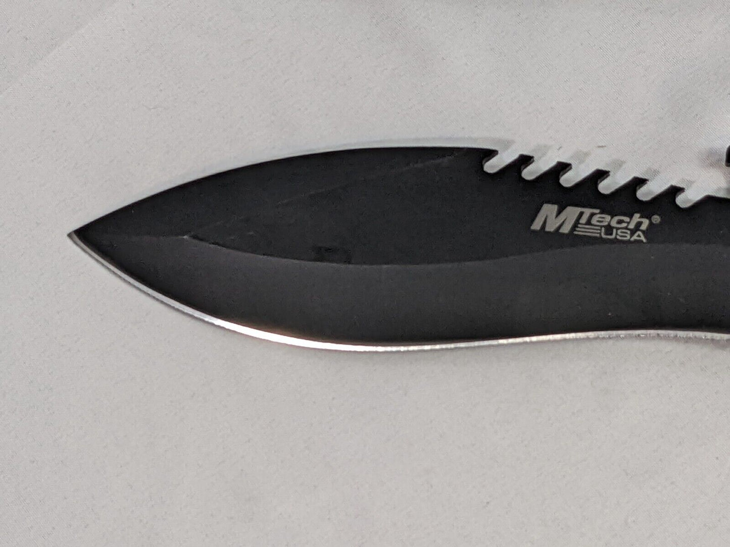 MTech USA Hunting Knife Fixed Blade Bowie Style Stainless Steel Black MT-20-12