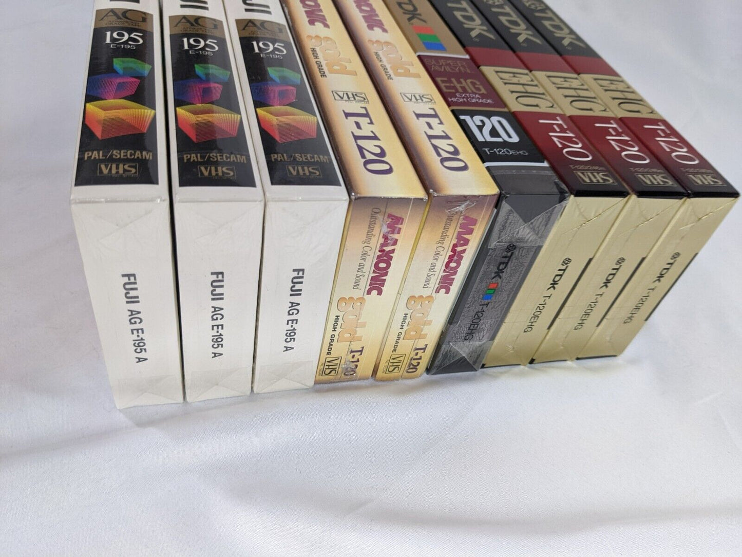 Lot of 9 Blank VHS Video Cassette Tapes TDK Maxonic Fuji Brands