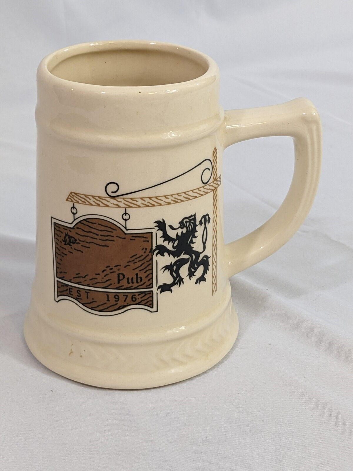 Pub German Beer Mug Stein Est 1976 Collectible Drinkware White