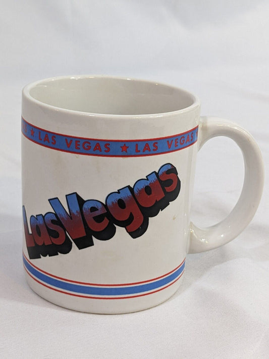 Vintage Las Vegas Coffee Mug Stoneware Cup White Collectible Drinkware