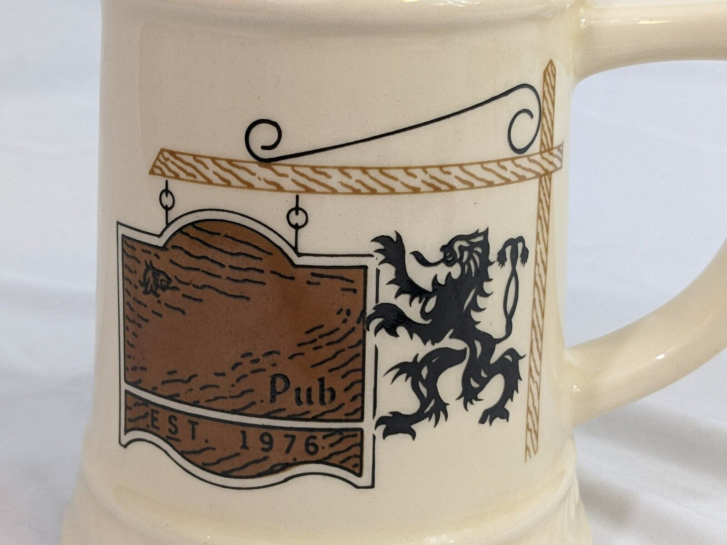 Pub German Beer Mug Stein Est 1976 Collectible Drinkware White