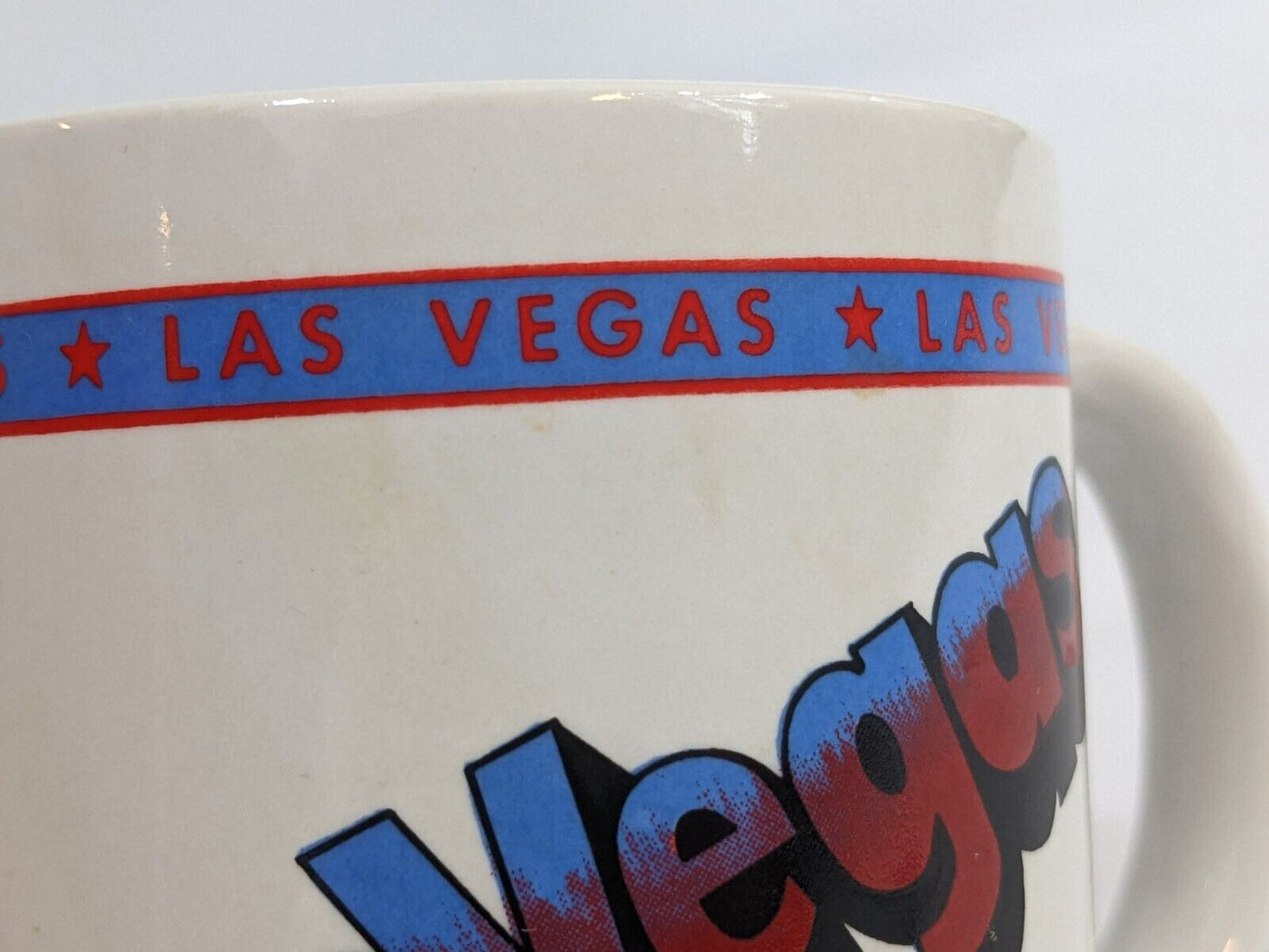 Vintage Las Vegas Coffee Mug Stoneware Cup White Collectible Drinkware