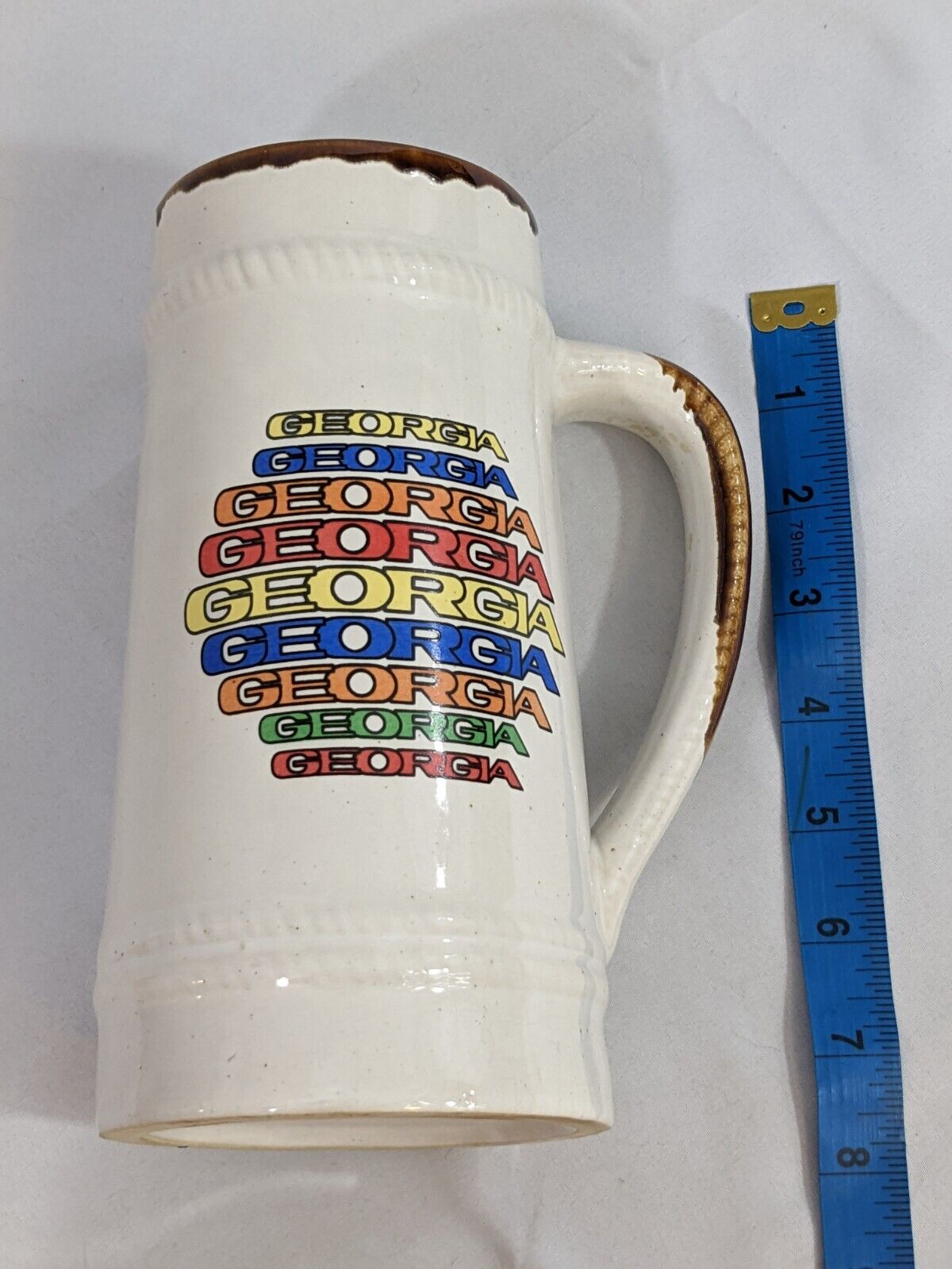 State of Georgia Beer Mug White United States Collectible Drinkware Stein