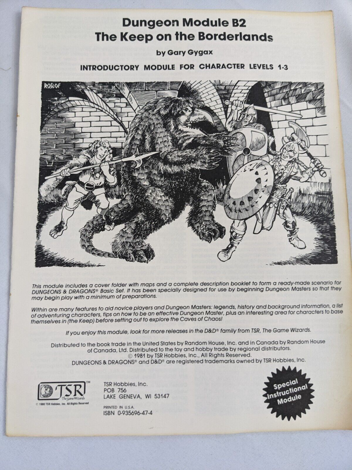 Dungeon Module B2 The Keep on the Borderlands for Dungeons & Dragons Basic Set