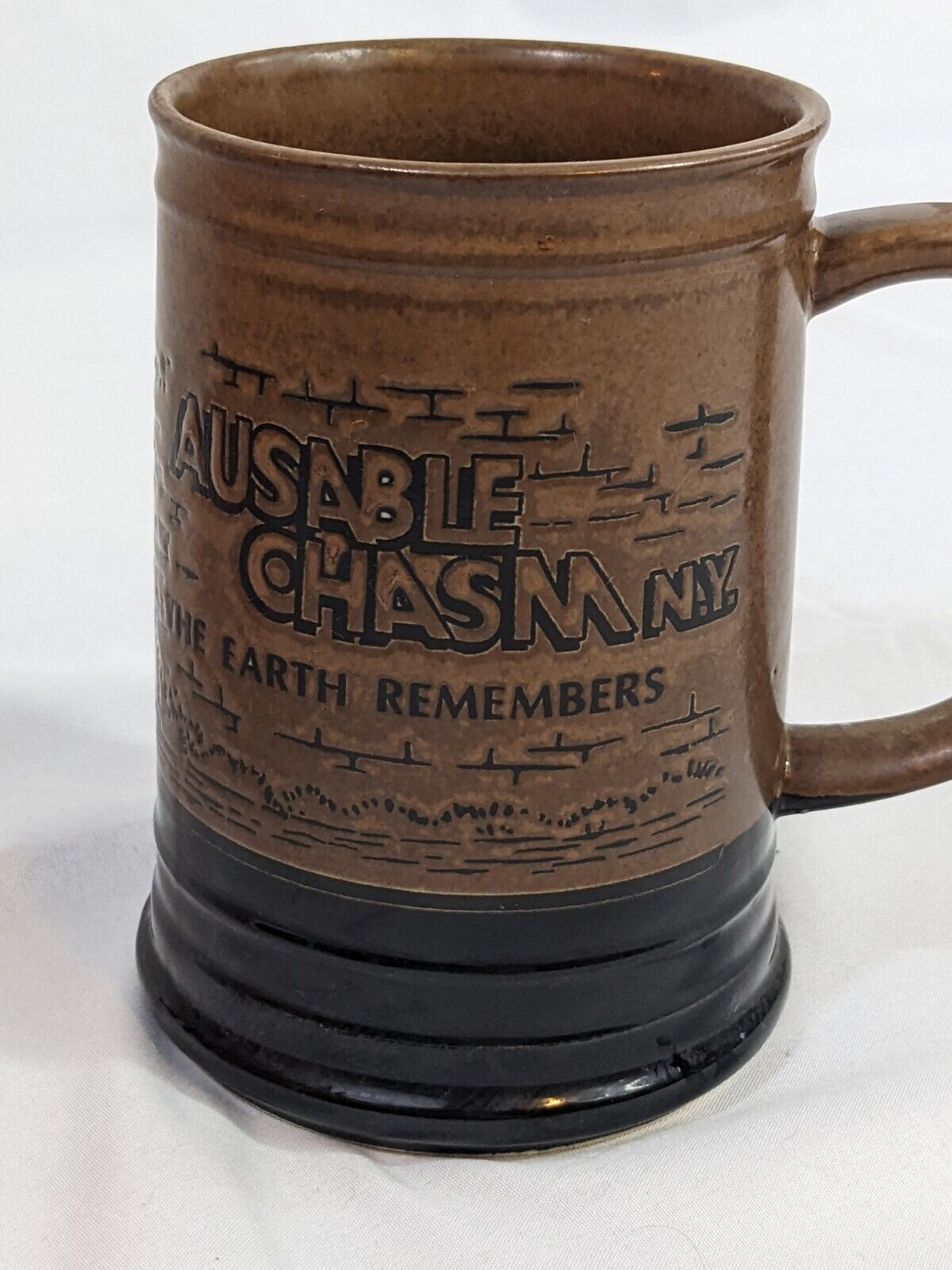 Ausable Chasm NY The Earth Remembers Beer Mug Brown Smiles Stein