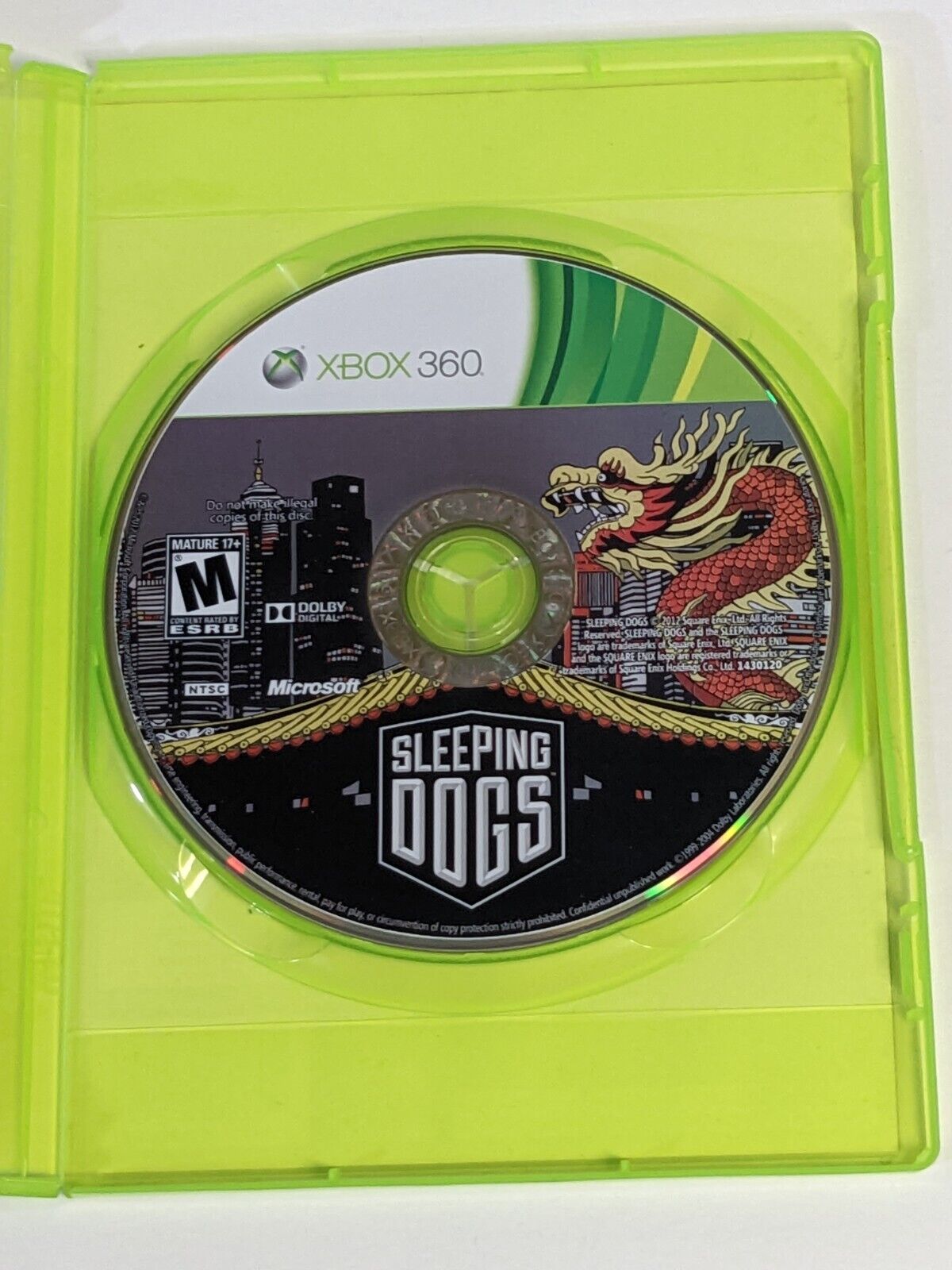 Xbox 360 Sleeping Dogs Video Game Disc Action Adventure by Square Enix