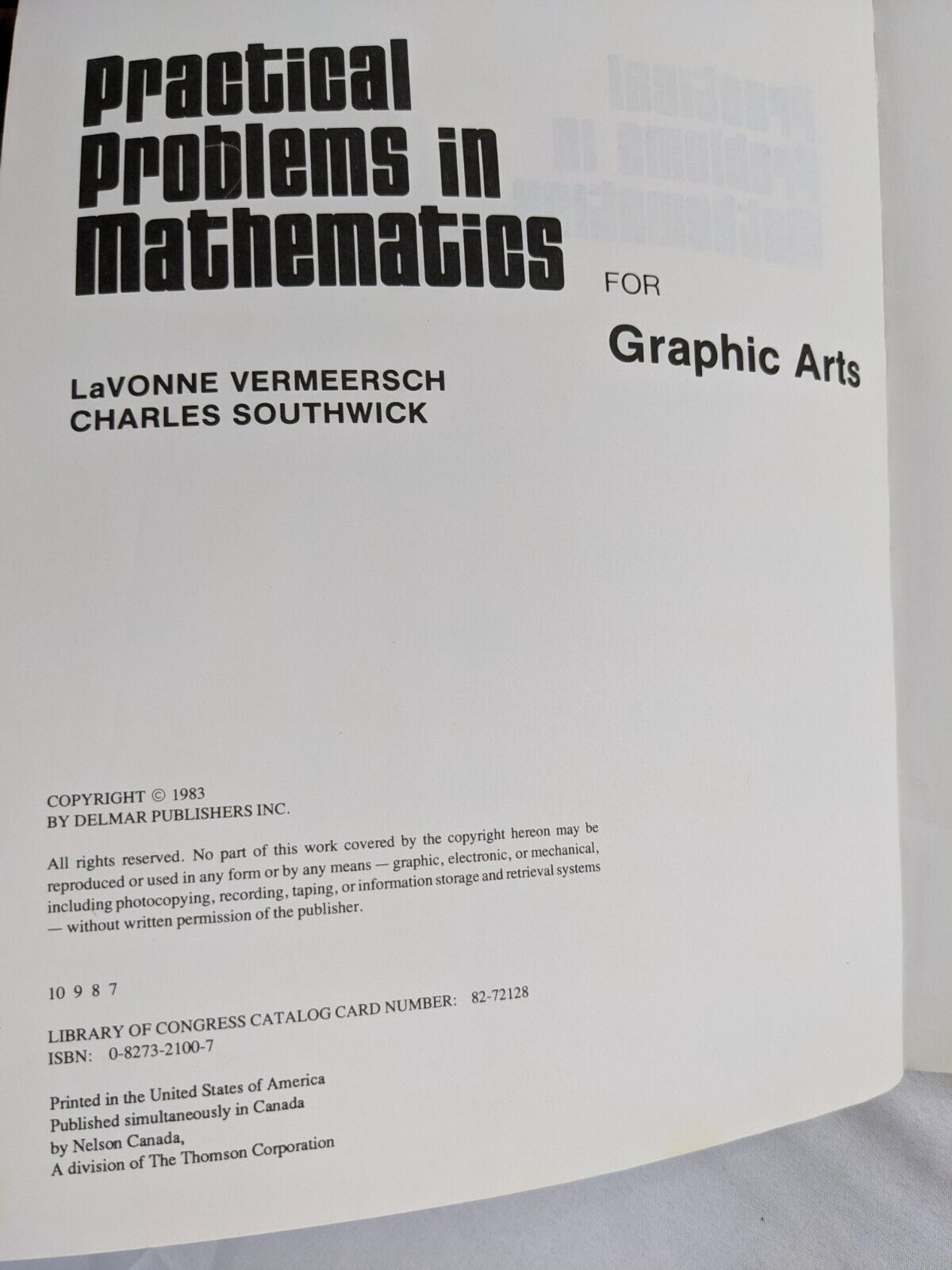 Practical Problems in Mathematics for Graphic Arts by Delmar Publishers Inc.