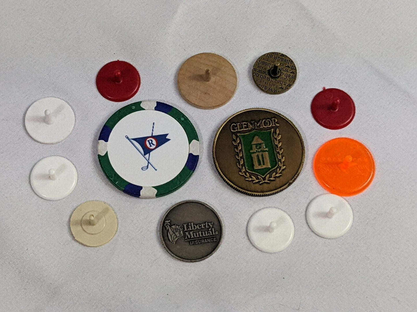 Golf Ball Markers Mixed Peg Poker Chips Lot of 13