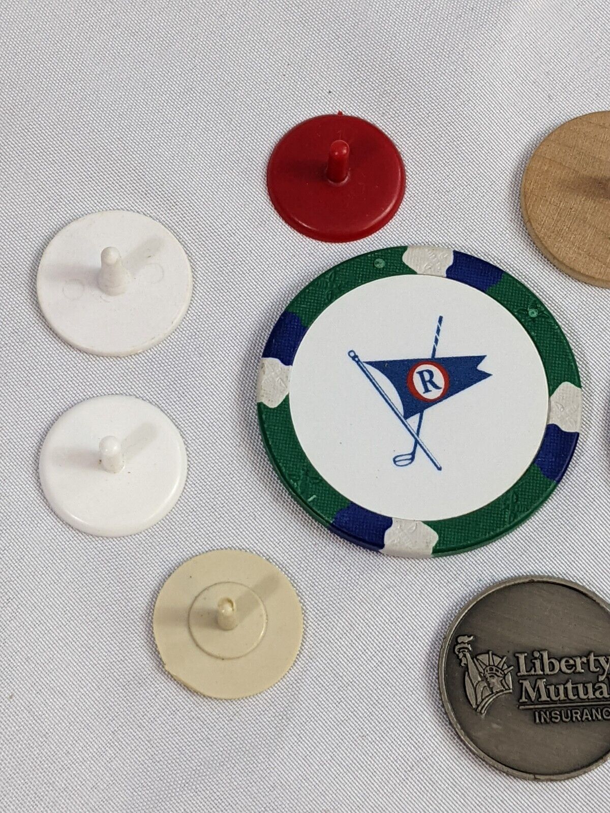 Golf Ball Markers Mixed Peg Poker Chips Lot of 13