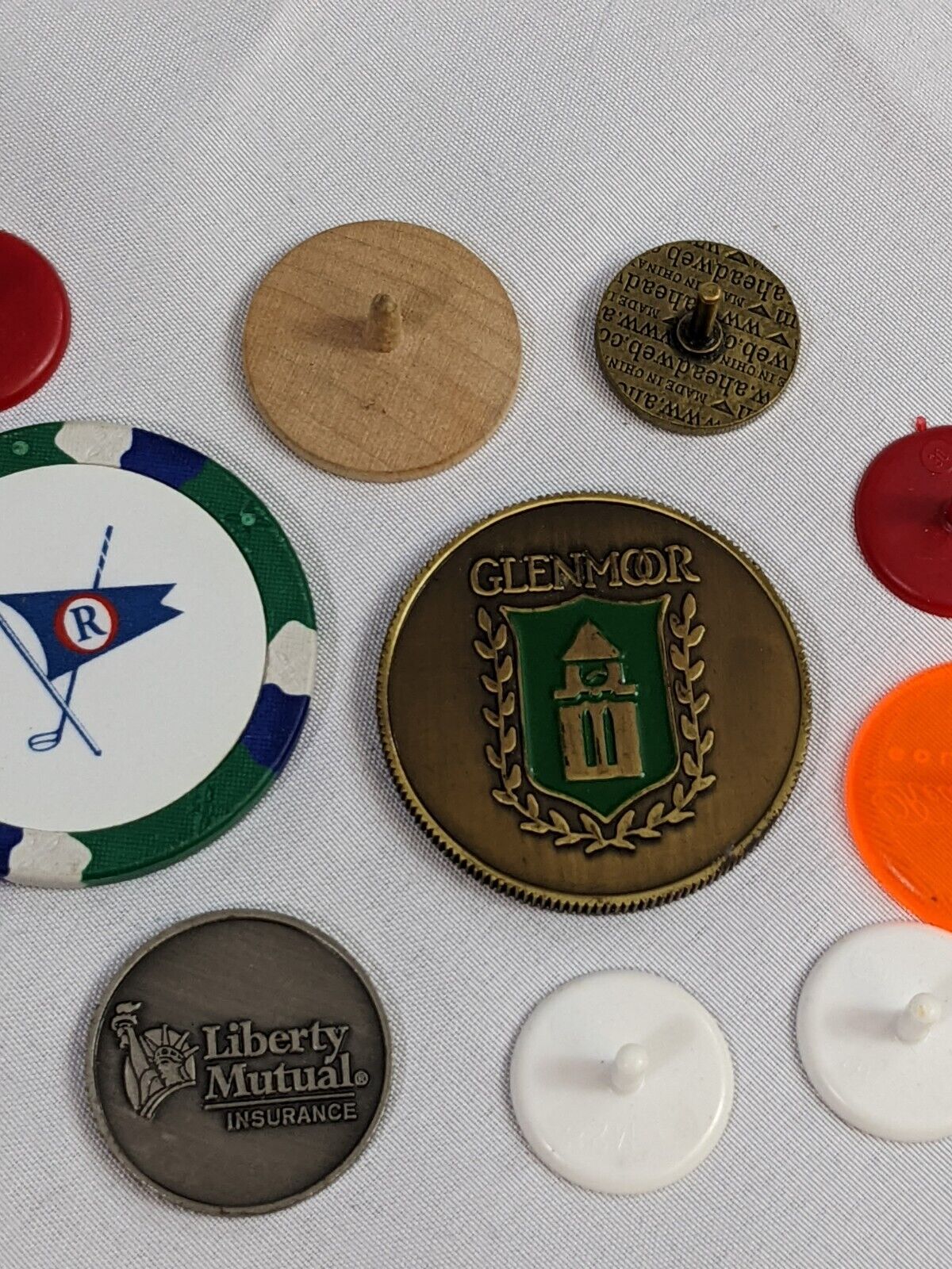 Golf Ball Markers Mixed Peg Poker Chips Lot of 13