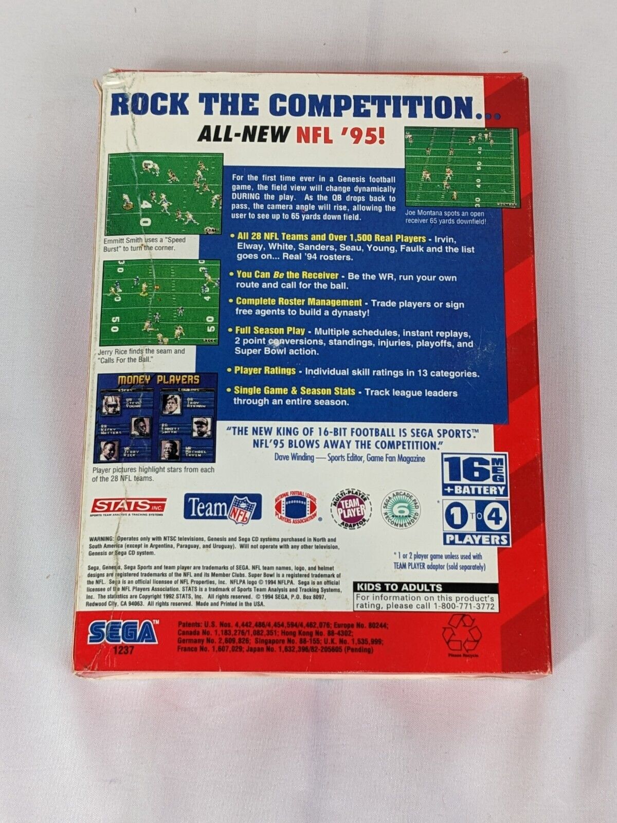 Sega Genesis Sega Sports NFL '95 Vintage Video Game Cartridge with Manual