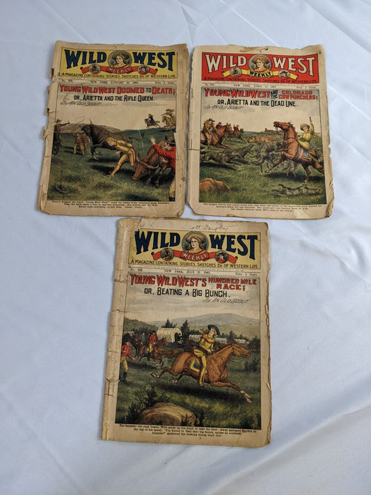 Wild West Weekly Magazine Vintage 1905 1907 1908 Western Life LOT OF 3