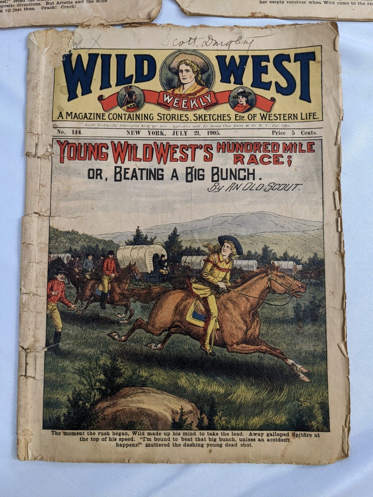 Wild West Weekly Magazine Vintage 1905 1907 1908 Western Life LOT OF 3