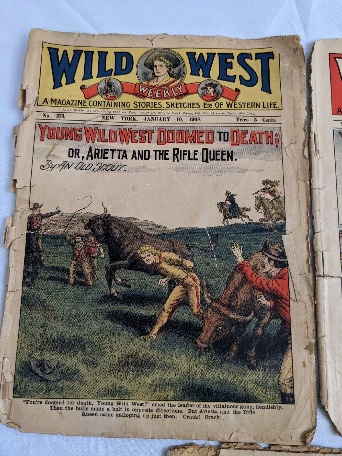 Wild West Weekly Magazine Vintage 1905 1907 1908 Western Life LOT OF 3