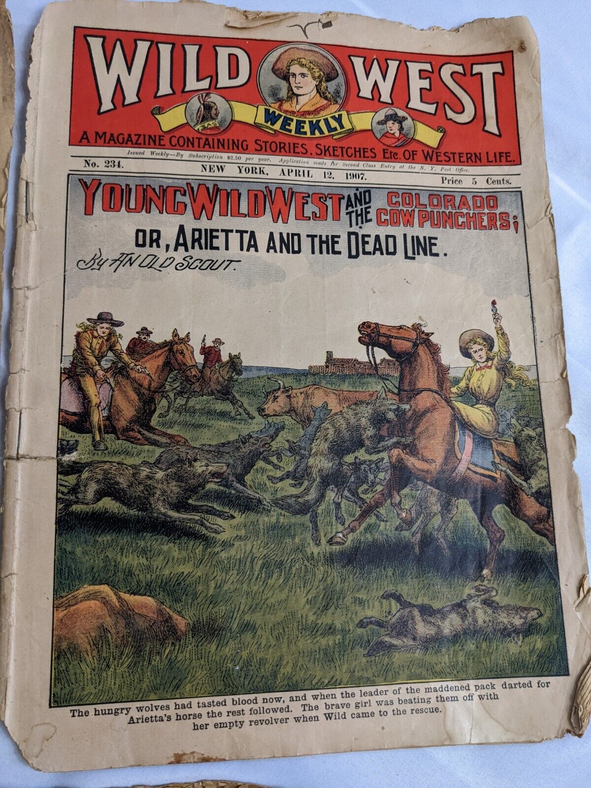 Wild West Weekly Magazine Vintage 1905 1907 1908 Western Life LOT OF 3