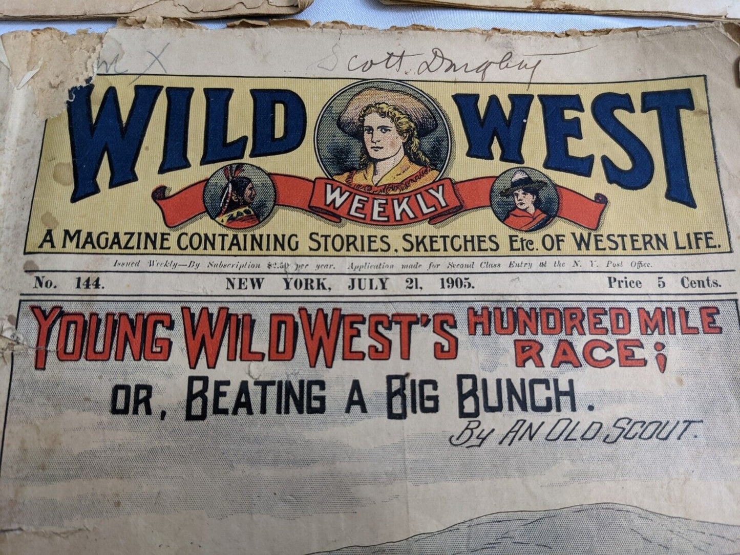 Wild West Weekly Magazine Vintage 1905 1907 1908 Western Life LOT OF 3