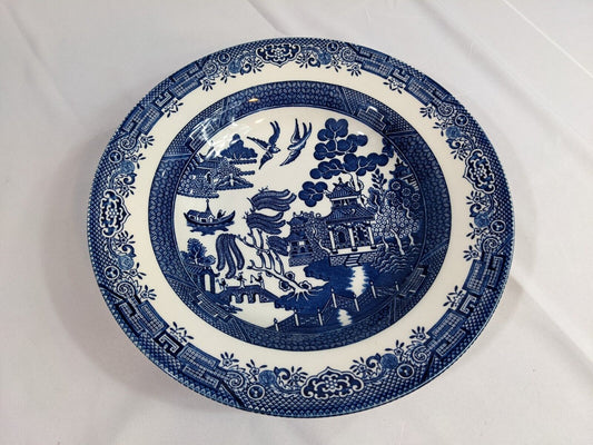 Churchill Blue Willow Dining Plate Made in England Microwave Dishwasher Safe