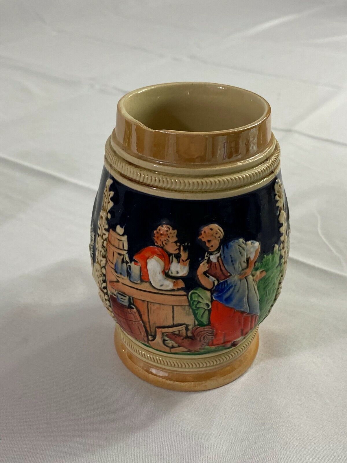 Lot of 2 German Style Ceramic Beer Stein Mug Novelty Vintage Collectible Small