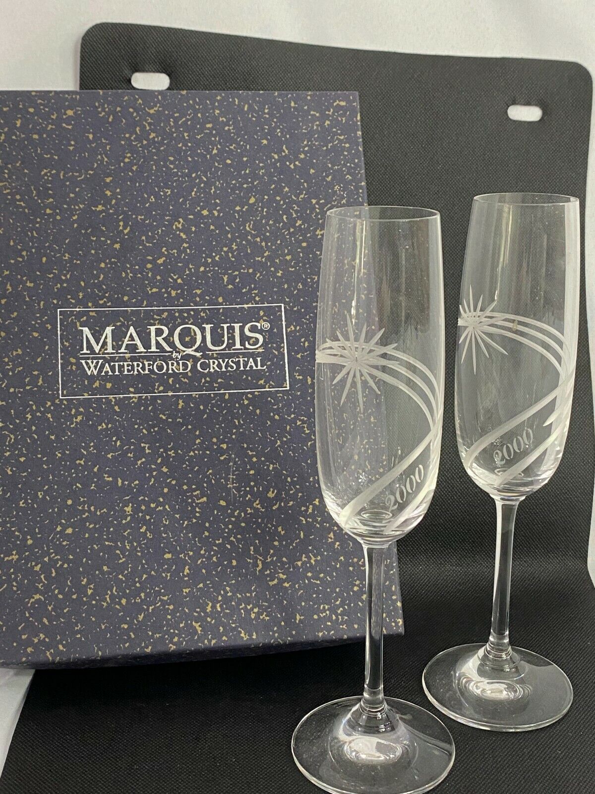 Marquis by Waterford Crystal Set of 2 Champagne Glass The Millennium Celebration