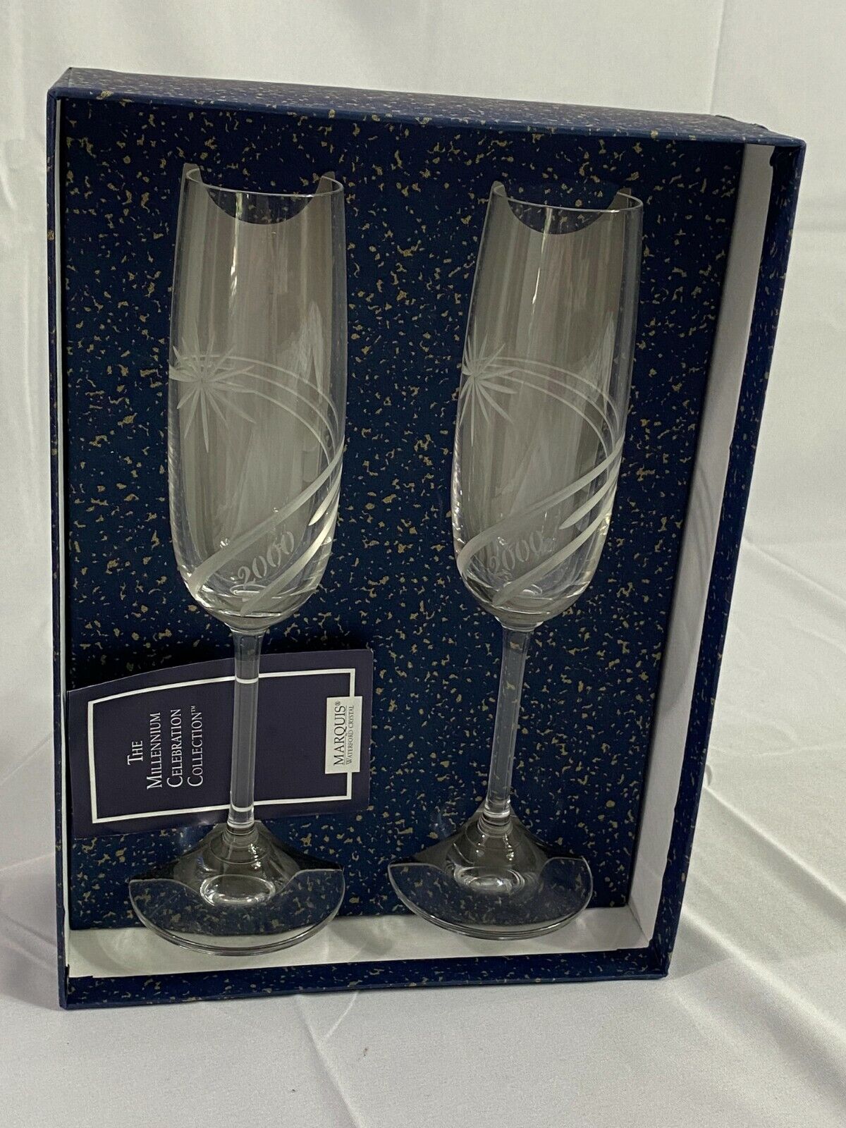 Marquis by Waterford Crystal Set of 2 Champagne Glass The Millennium Celebration