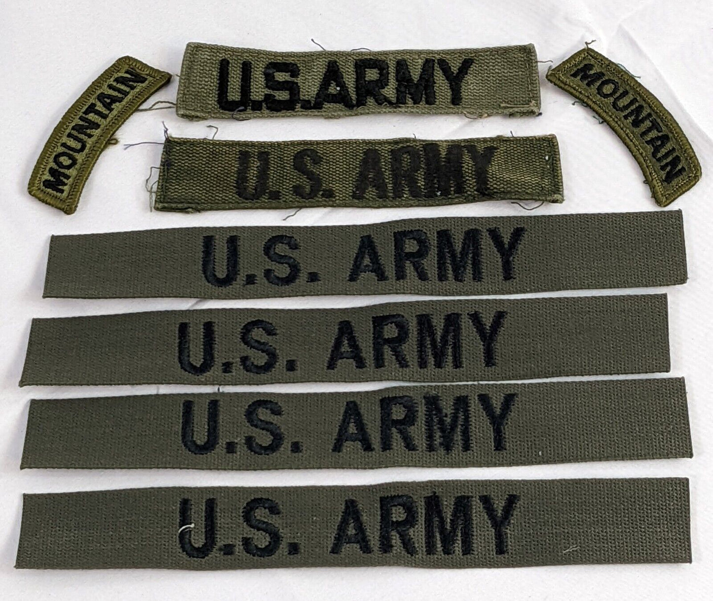 Lot of 8 US Army 10th Mountain Division Tab Patch OD Green