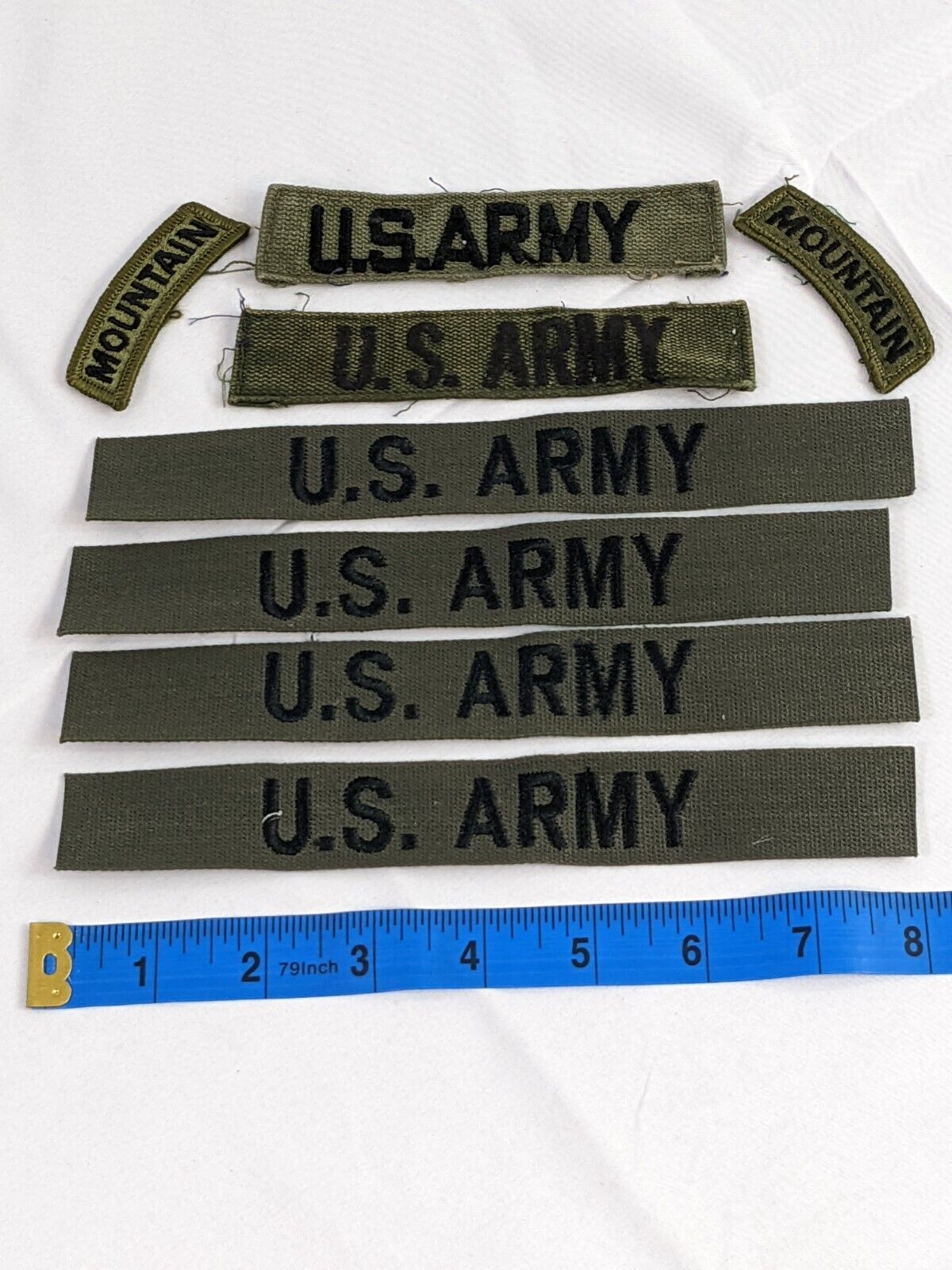 Lot of 8 US Army 10th Mountain Division Tab Patch OD Green