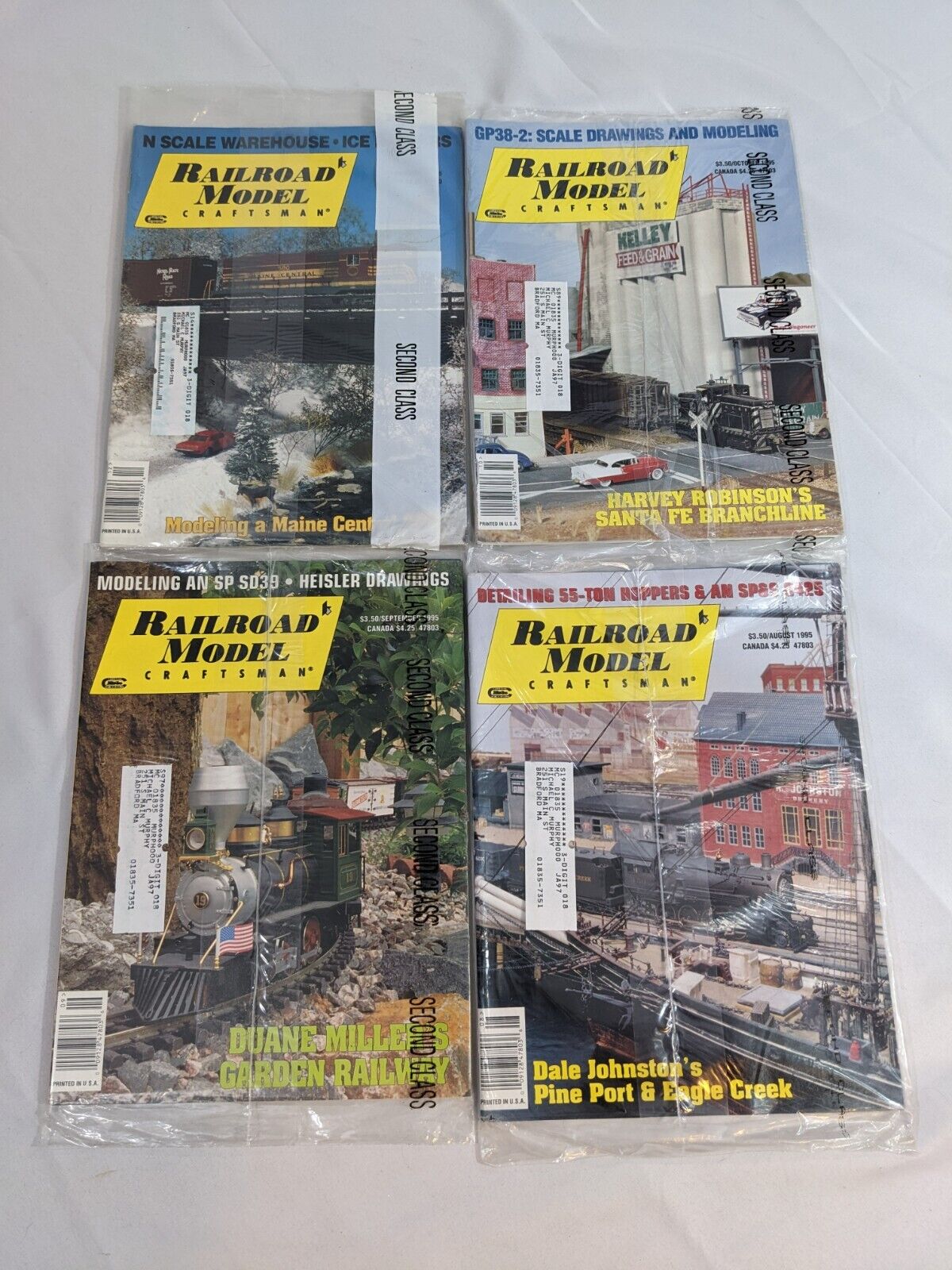 Lot of 4 Railroad Model Craftsman Magazine 1995 August-October & December