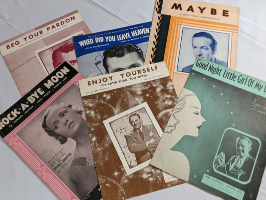 Bulk Lot of 6 Vintage Piano Music Sheet Song Book Collectible