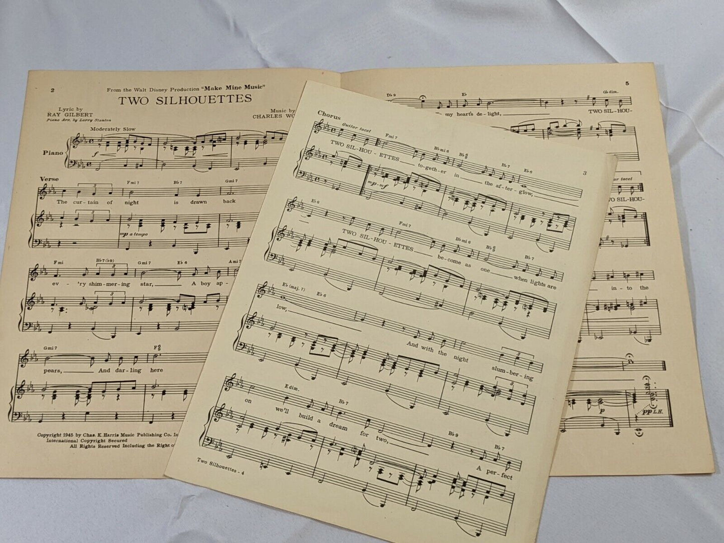 Walt Disney's Make Mine Music Two Silhouettes Music Sheet 1945