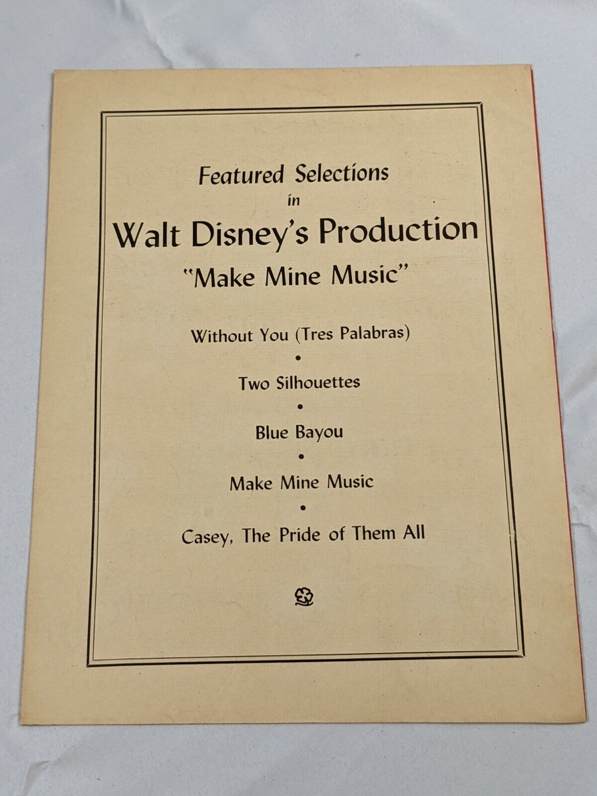 Walt Disney's Make Mine Music Two Silhouettes Music Sheet 1945