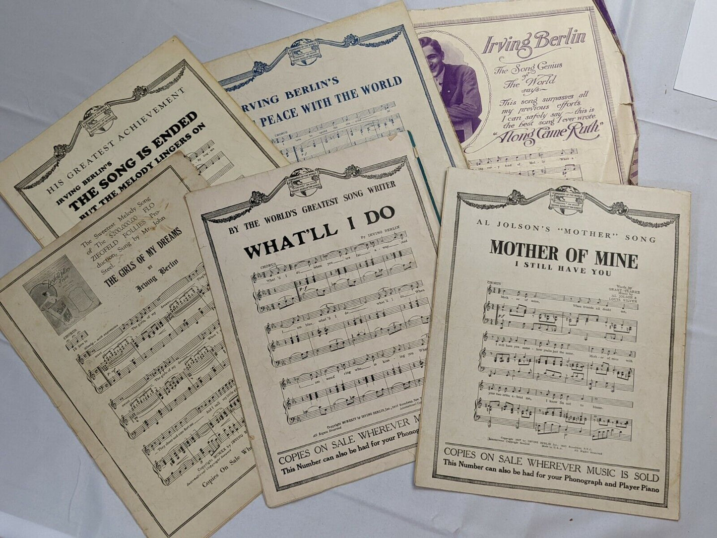 Lot of 6 Vintage Music Sheet Collection by Irving Berlin
