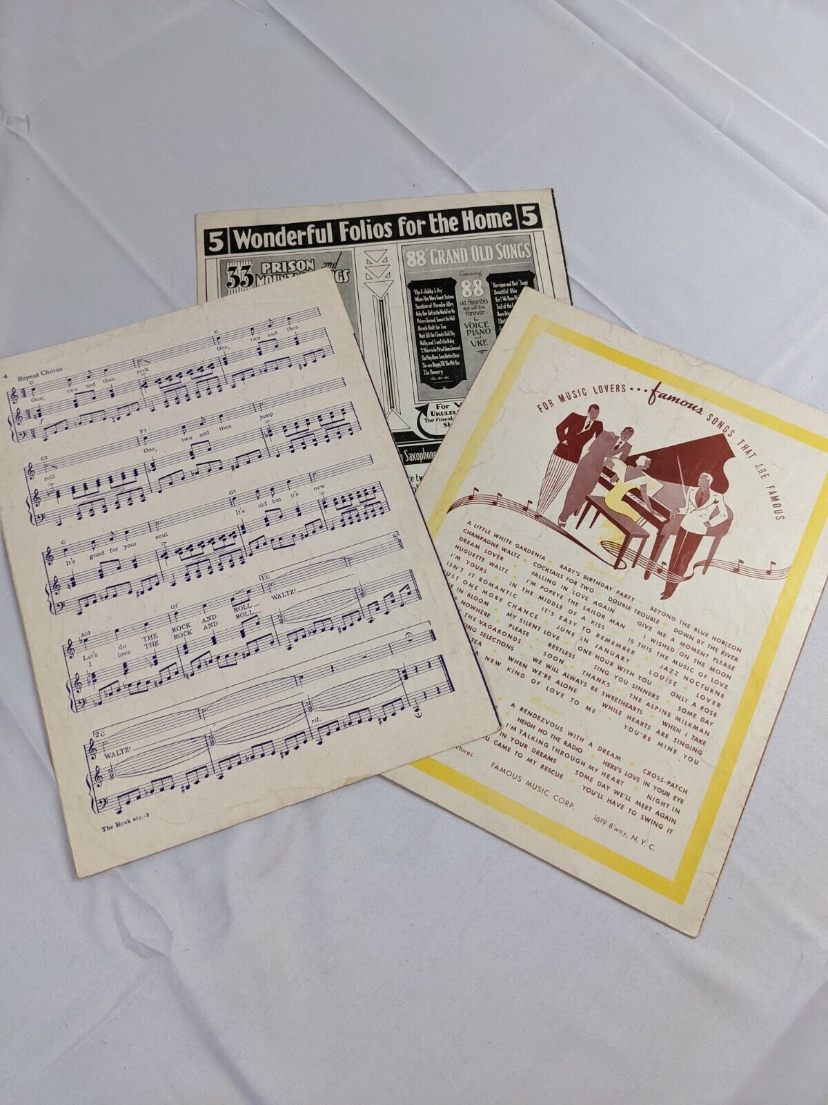 Lot of 3 Vintage Piano Music Sheet Piano Song Books Various Collectible