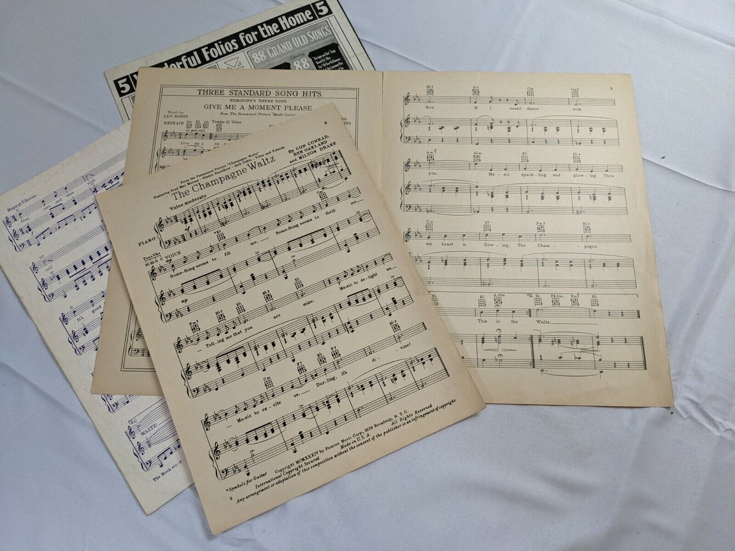 Lot of 3 Vintage Piano Music Sheet Piano Song Books Various Collectible