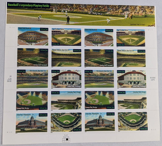 Baseball's Legendary Playing Fields Postage Stamp Collection Set