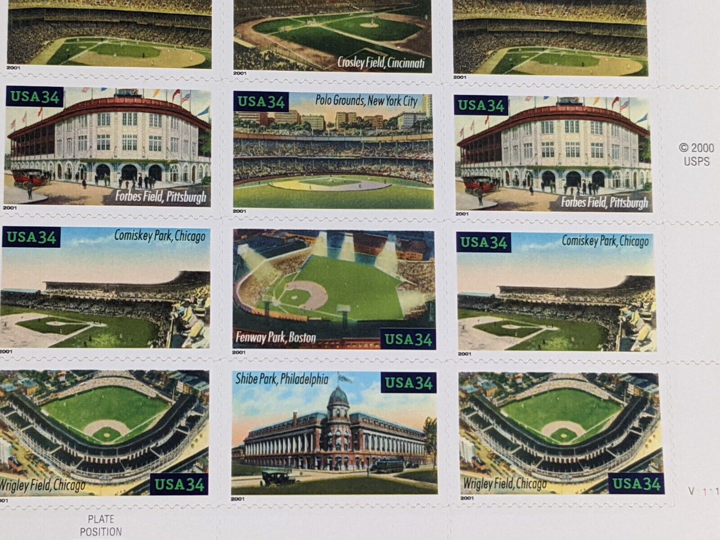 Baseball's Legendary Playing Fields Postage Stamp Collection Set