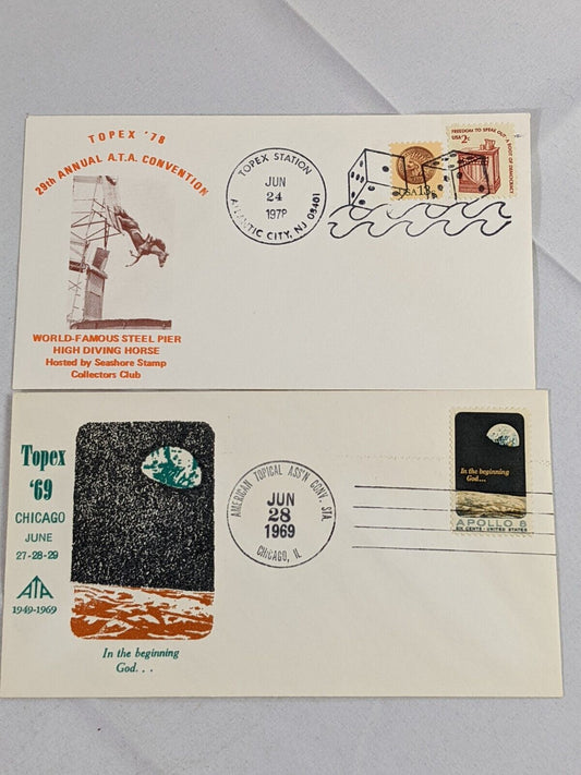 Set of 2 Topex 69 & 78 Postage Envelope Stamps Collectibles