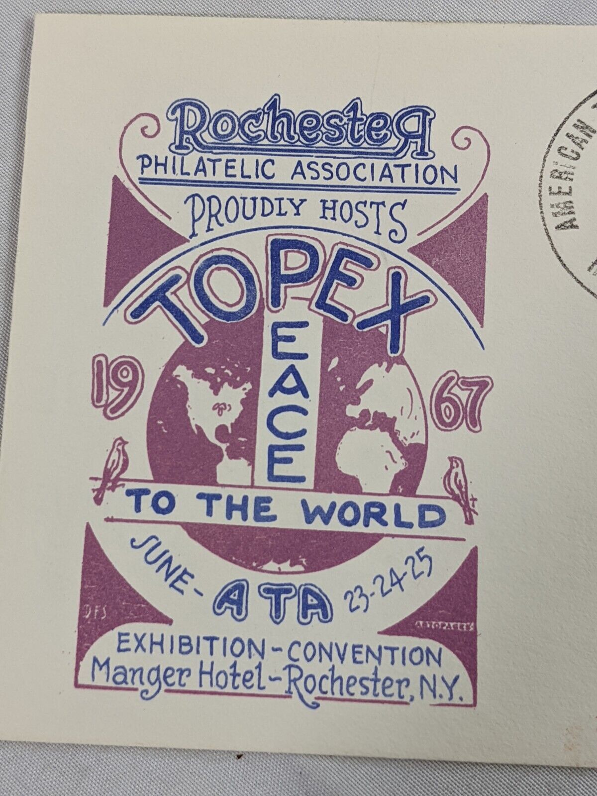 Rochester Philatelic Association Topex 1967 Exhibition Convention Envelope Stamp