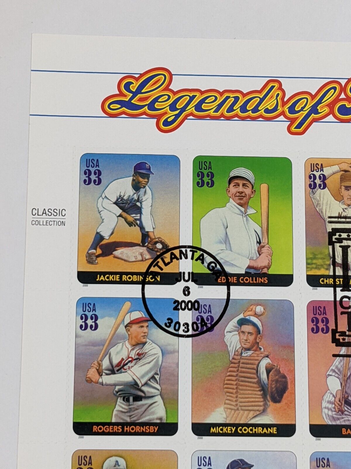 Legends of Baseball All Century Team Classic Collection Postage Stamps Set