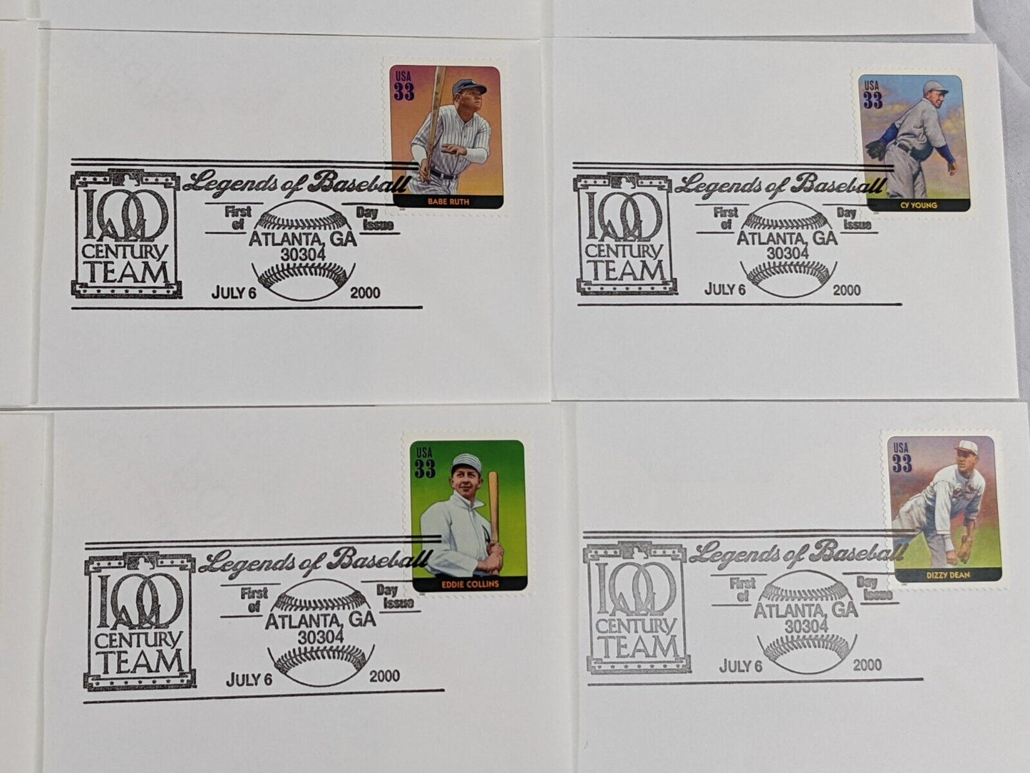 Lot of 20 Legends of Baseball 100 Century Team Collectible Postage Stamps Set