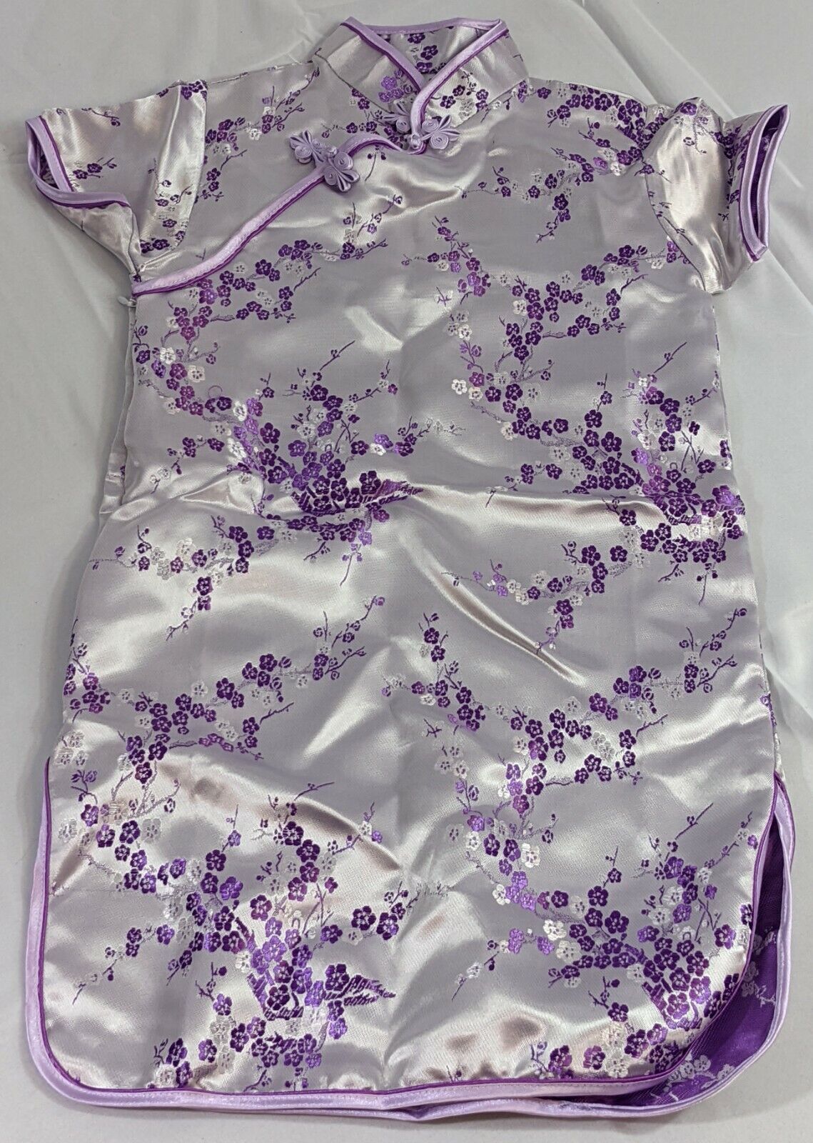 Kaiyu Qipao Cheongsam Size 6 White Purple Chinese Children's Evening Dress