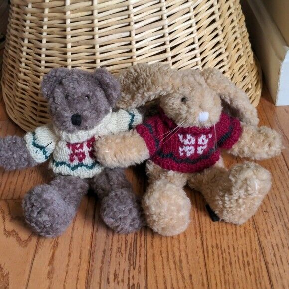 Boyds Collection Bear and Rabbit 8inch in sweaters